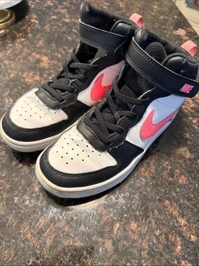 Nike Kids High-Top Sneakers - Black, White & Pink Accent
